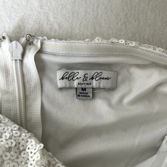 Bella & Bloom Sequin Satin Shoulder Tie Romper - Picture 6 of 8